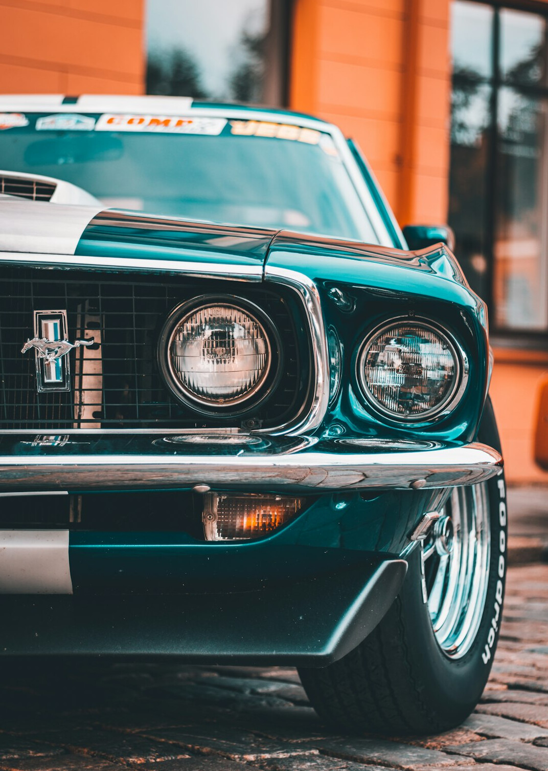 Parked classic sports car on a street