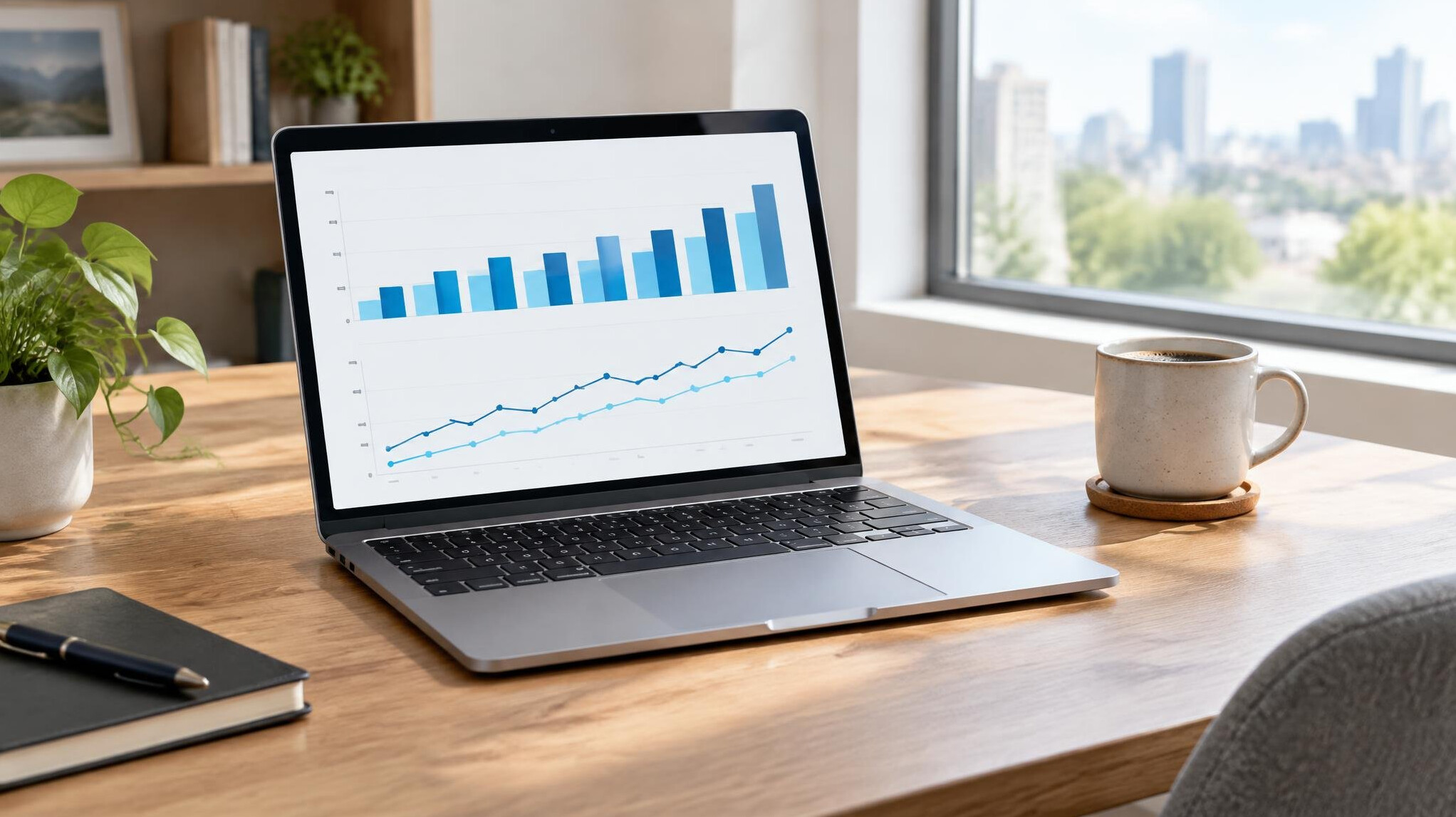 Laptop screen showing data charts
